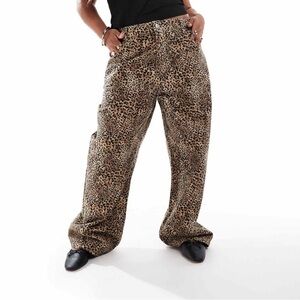 Asos Design Leopard Print Wide-Leg Pants - Brown
